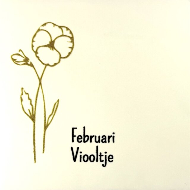Tegeltje geboortetegel februari creme/goud(zwart)