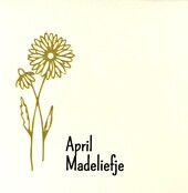 Tegeltje geboortetegel april creme/goud(zwart)