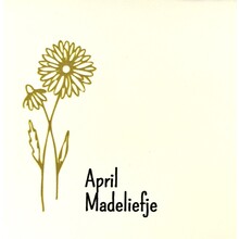 Tegeltje geboortetegel april creme/goud(zwart)