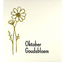 Tegeltje geboortetegel oktober creme/goud(zwart)