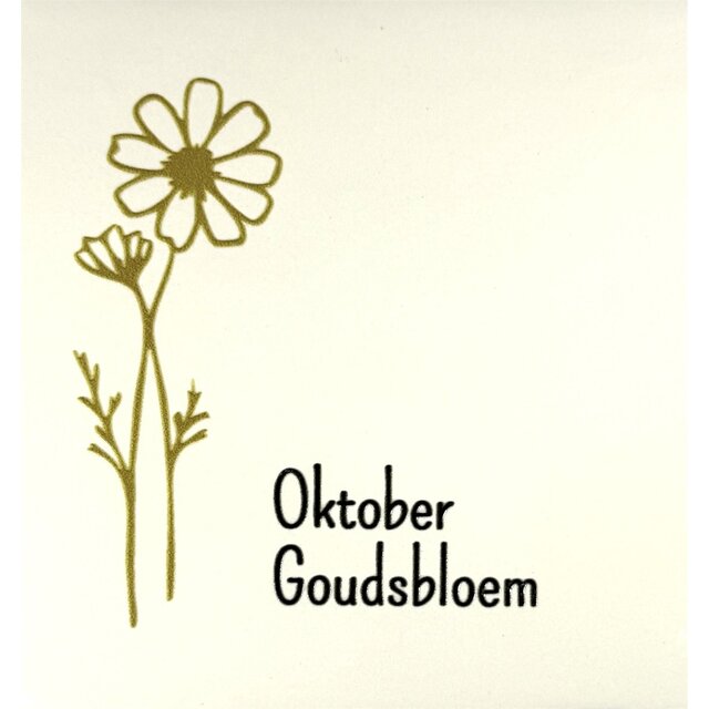 Tegeltje geboortetegel oktober creme/goud(zwart)