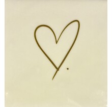 Tegeltje hartje creme/goud