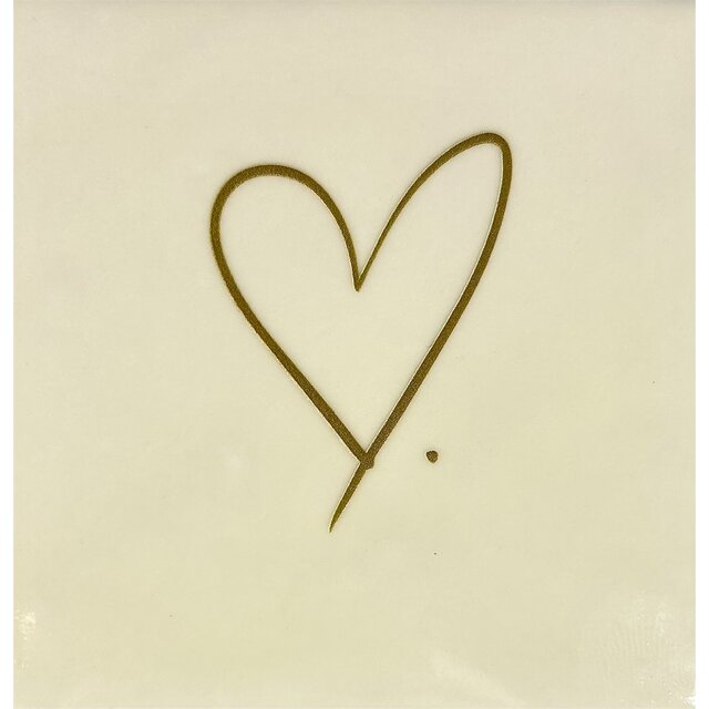 Tegeltje hartje creme/goud