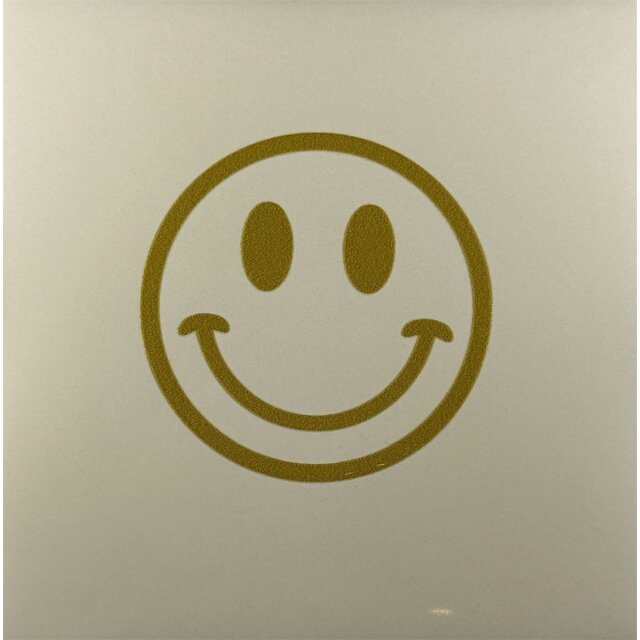 Tegeltje smiley creme/goud