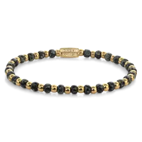 Rebel & Rose Dames Mix Glass Rocks Black Leopard Yellowgold 40159 G-Maat S 16.5 cm