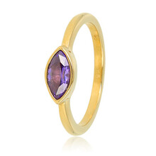 Gouden ring - paarse glassteen - vintage uitstraling