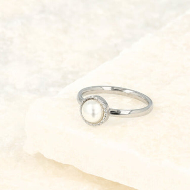 Ring - witte parel - vintage rand