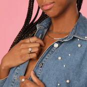 Ring - witte parel - zirkonia steentjes