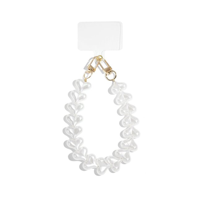 Trendy telefoonkoord met parelhartjes Trendy telefoonkoord met parelhartjes