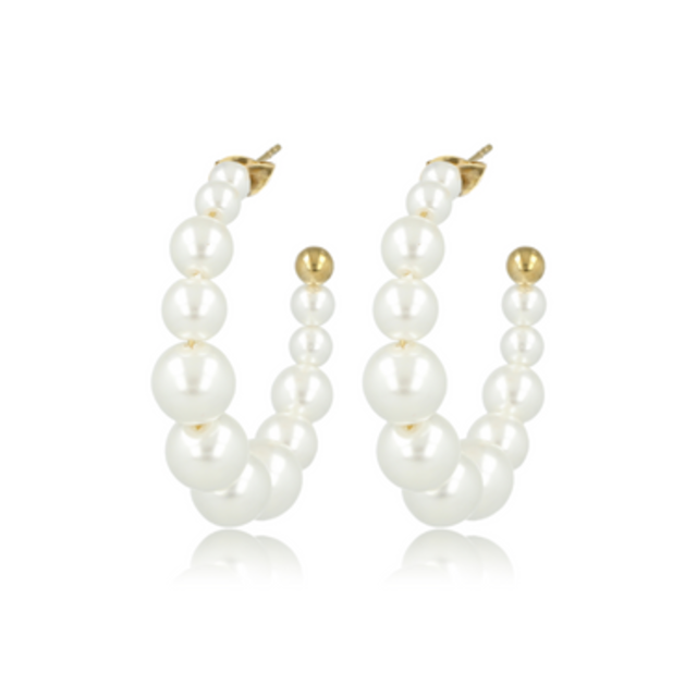 Oorringen met Grote Witte Parels - 30mm Staa