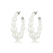 Oorringen met Grote Witte Parels - 30mm Staa