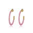 My Bendel Stralende Gouden Hoepels met Fuchsia Glasstenen