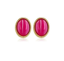Elegante Gouden Oorstekers met Rose Stripe Agate