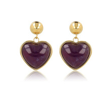 Hartvormige Gouden Oorstekers met Amethyst Hart