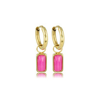 Elegante Oorringen met Rose Stripe Agate Hanger