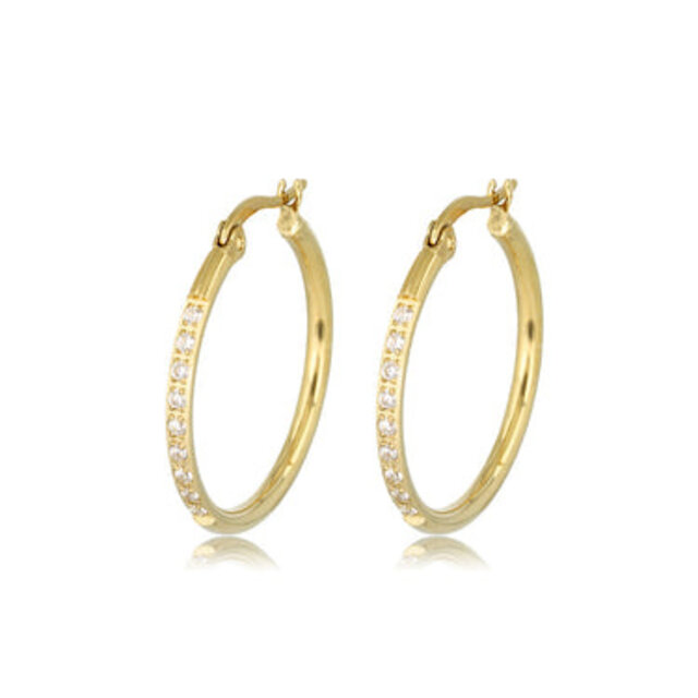 Stralende Oorringen met Zirkonia Kristallen 25mm