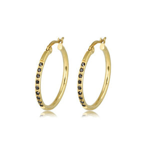 Elegante Oorringen met Zwarte Zirkonia 25mm