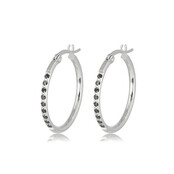 Elegante Oorringen met Zwarte Zirkonia 25mm