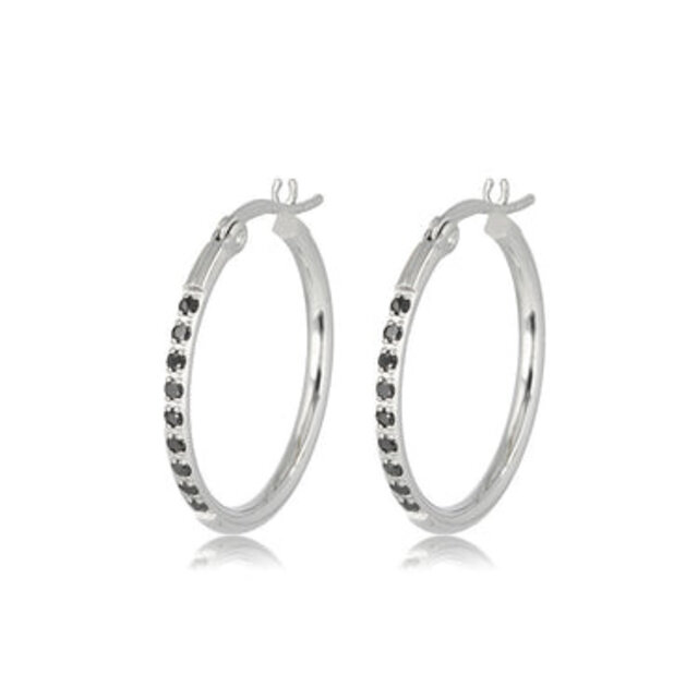 Elegante Oorringen met Zwarte Zirkonia 25mm