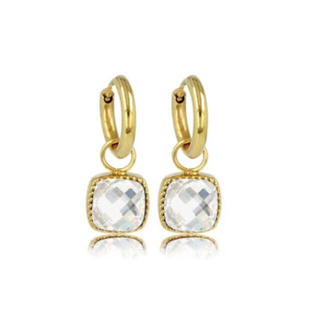 Oorringen met vierkante kristal glassteen