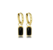 Elegante Oorringen met Onyx Hanger