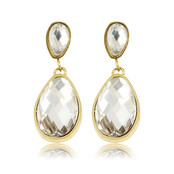 Elegante Gouden Oorbellen met Witte Kristaldruppel