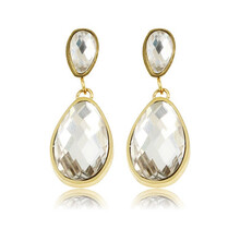 Elegante Gouden Oorbellen met Witte Kristaldruppel