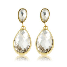 Elegante Gouden Oorbellen met Witte Kristaldruppel
