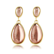 Elegante Gouden Oorbellen met Roze Druppelsteen