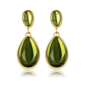 Elegante Gouden Oorbellen met Groene Druppelsteen