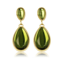 Elegante Gouden Oorbellen met Groene Druppelsteen