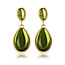 My Bendel Elegante Gouden Oorbellen met Groene Druppelsteen