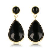 Onyx Elegantie: Gouden Druppel Oorbel