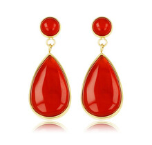 Stralende Gouden Oorbel met Carnelian Druppel Hanger