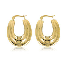 Gouden Ovale Ribbel Oorbellen - Speelse Elegantie 25mm