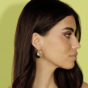 Gouden Ovale Ribbel Oorbellen - Speelse Elegantie 25mm