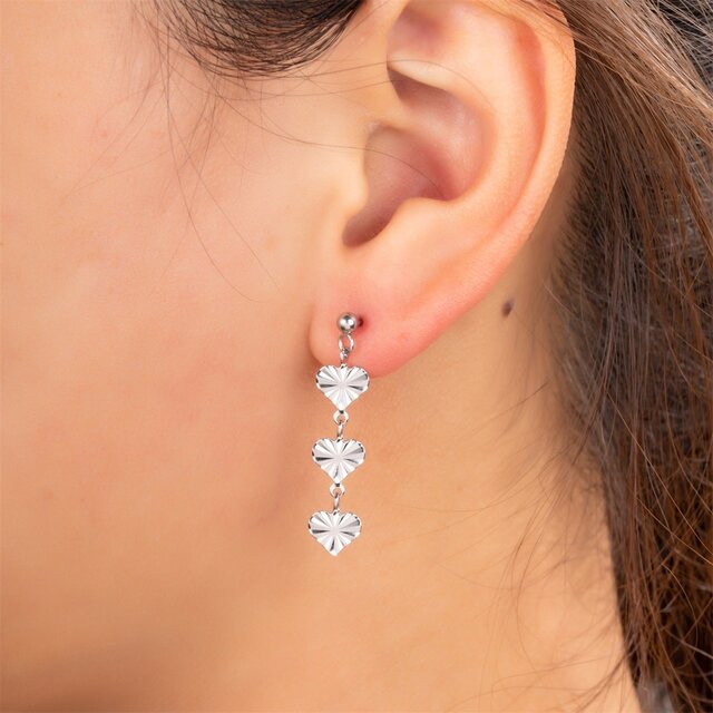 3 hearts Stud Oorbellen Zilver E3752-1