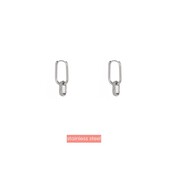 Hoop + Big Stone Dangle Zilver Oorbellen E4837-1