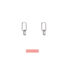Hoop + Big Stone Dangle Zilver Oorbellen E4837-1