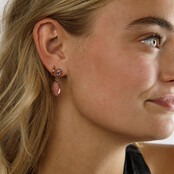 Elegante Gouden Oorbellen met Roze Druppelsteen