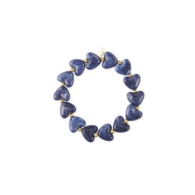 Hartjes Kralen Armband Navy Blue
