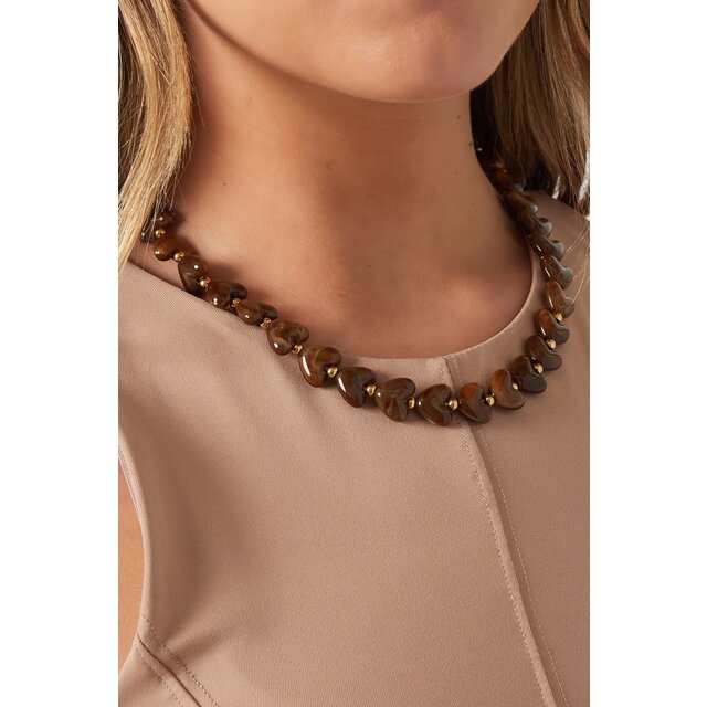 Hartjes  Kralen Halsketting Brown