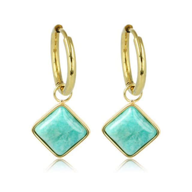 Oorring met Amazonite Ruit Hanger