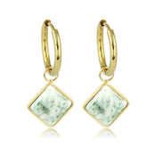 Gouden Salmiak Oorring met Jade Ruit Hanger