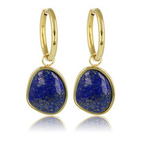 Gouden Oorringen met prachtige Lapis Lazuli 36mm