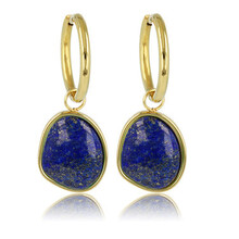Gouden Oorringen met prachtige Lapis Lazuli 36mm