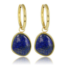Gouden Oorringen met prachtige Lapis Lazuli 36mm