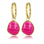 My Bendel Gouden Oorringen met Rose Stripe Agate Hanger