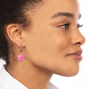 Gouden Oorringen met Rose Stripe Agate Hanger