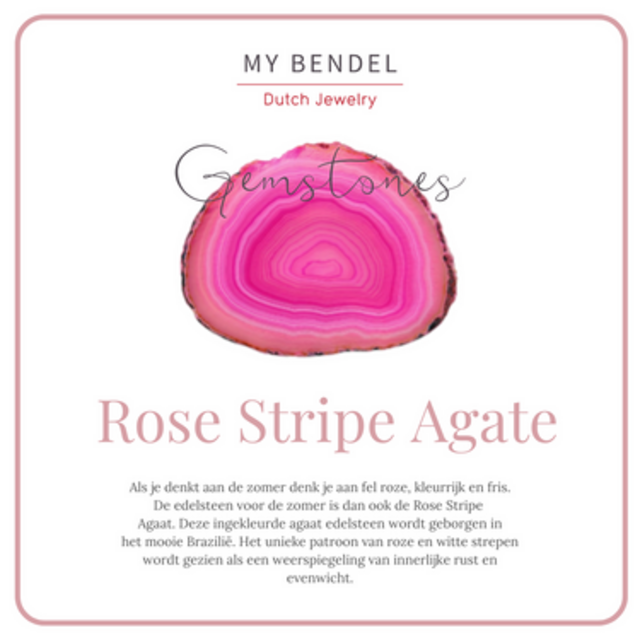 Gouden Oorringen met Rose Stripe Agate Hanger